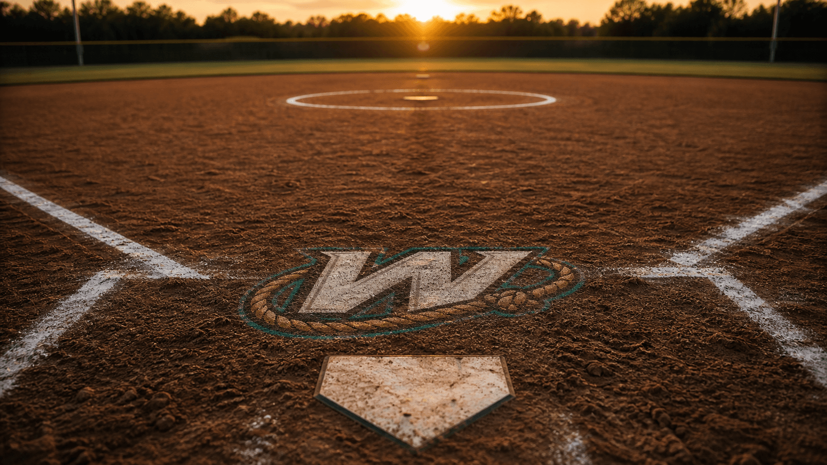 Wranglers W marked in the dirt behind home plate